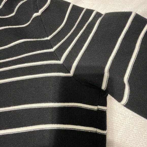 Jones New York Women’s Cotton Button-Up Striped Black Sweater - Picture 12 of 16